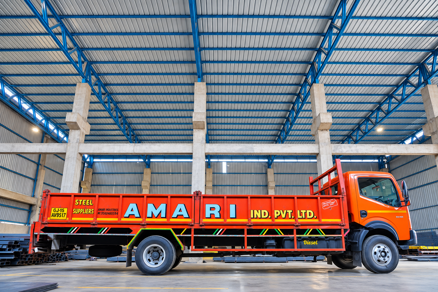 Quality inspection of prime quality TMT steel rebar bundles and heavy structural steel I-beams