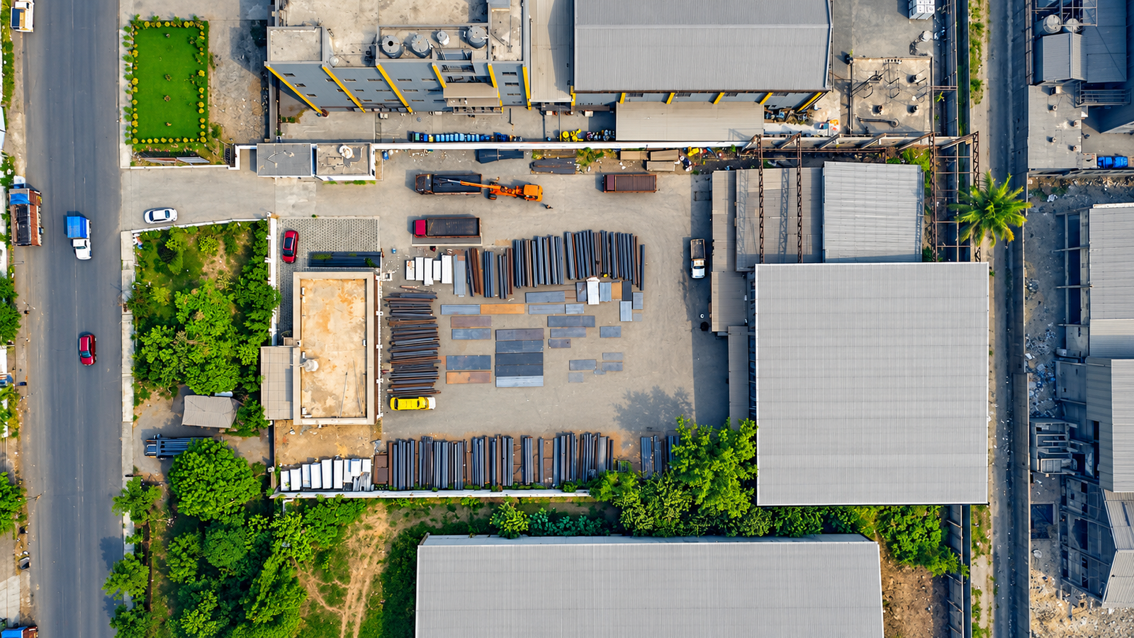 Amari Industries covered steel warehouse and storage depot at Vapi GIDC